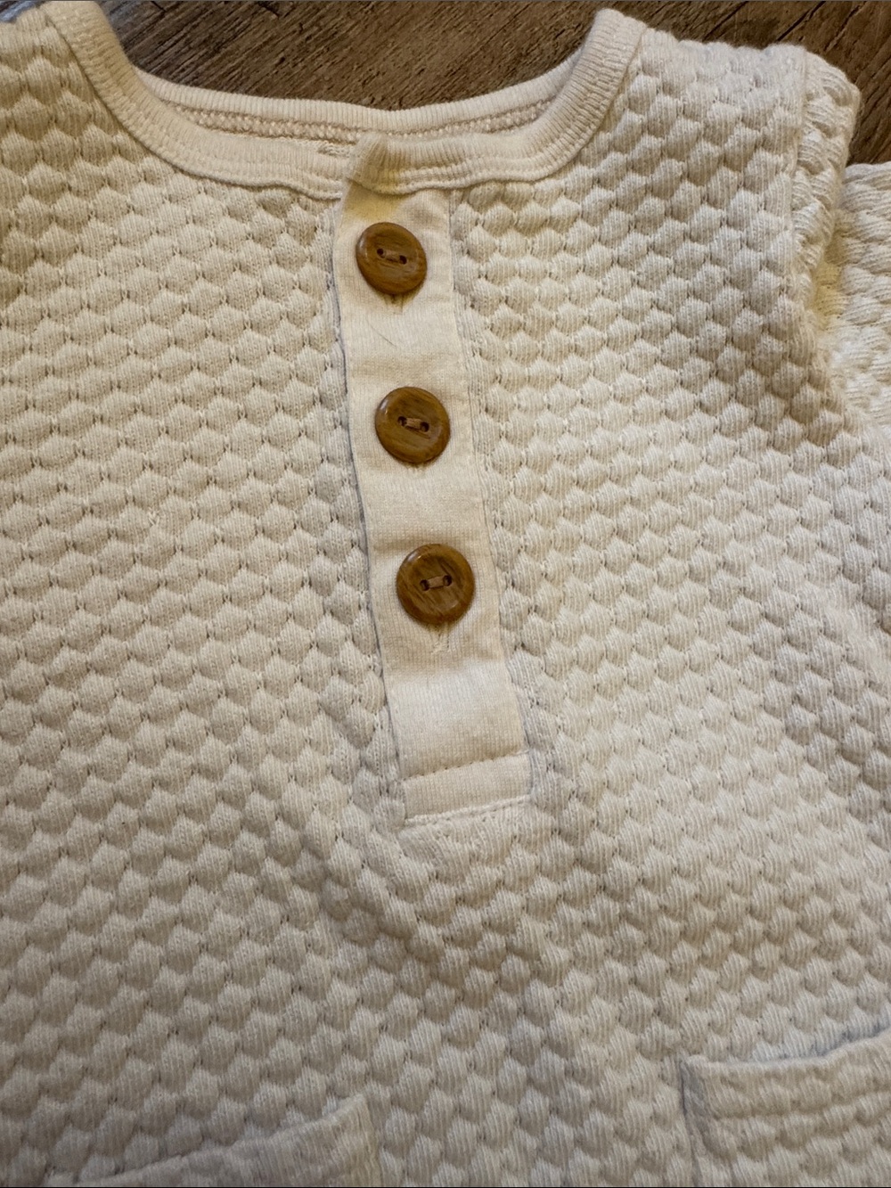 cloud island Cream Textured Knit Baby One-Piece - Picture 3 of 3